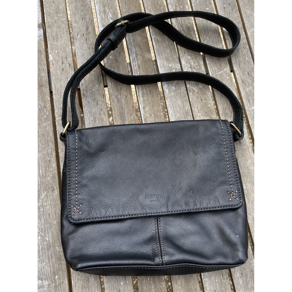 Margot New York Soft Pebbled Leather Flap Over Crossbody Multi-Pocket